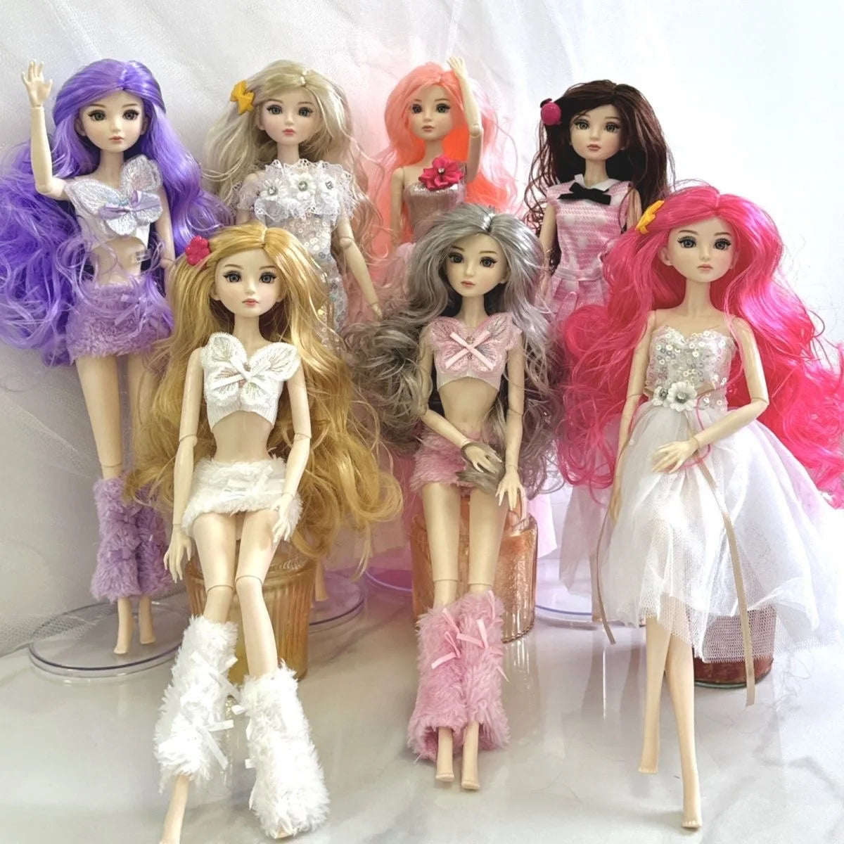1/6 Sweet Supermodel Doll Realistic Glass Eye Colour Hair With Make-up 30cm Babi Doll Head+Body Parts Multi-joint Female Figure